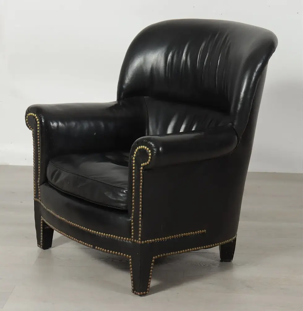 Thumbnail: English Leather Club Chair & Ottoman
