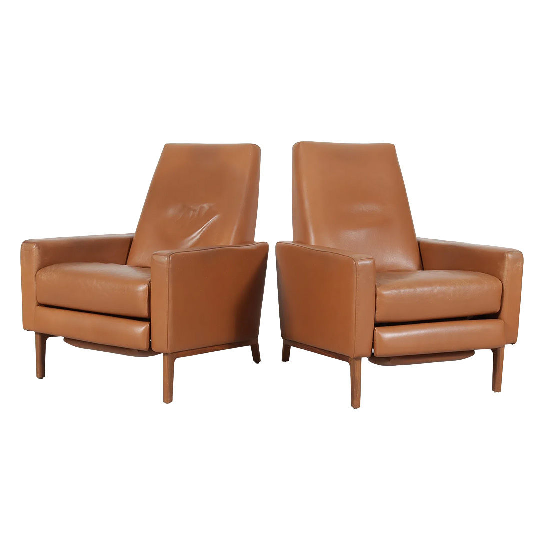 Pair of Leather Flight Recliner Chairs