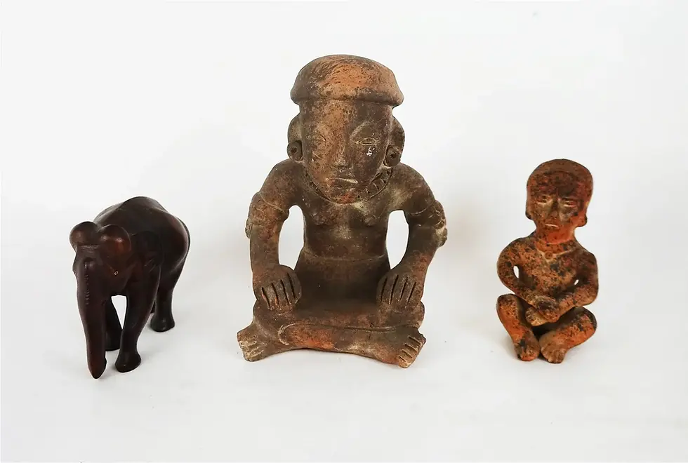 Thumbnail: Group of African & Central American Carved Wood & Stone Items