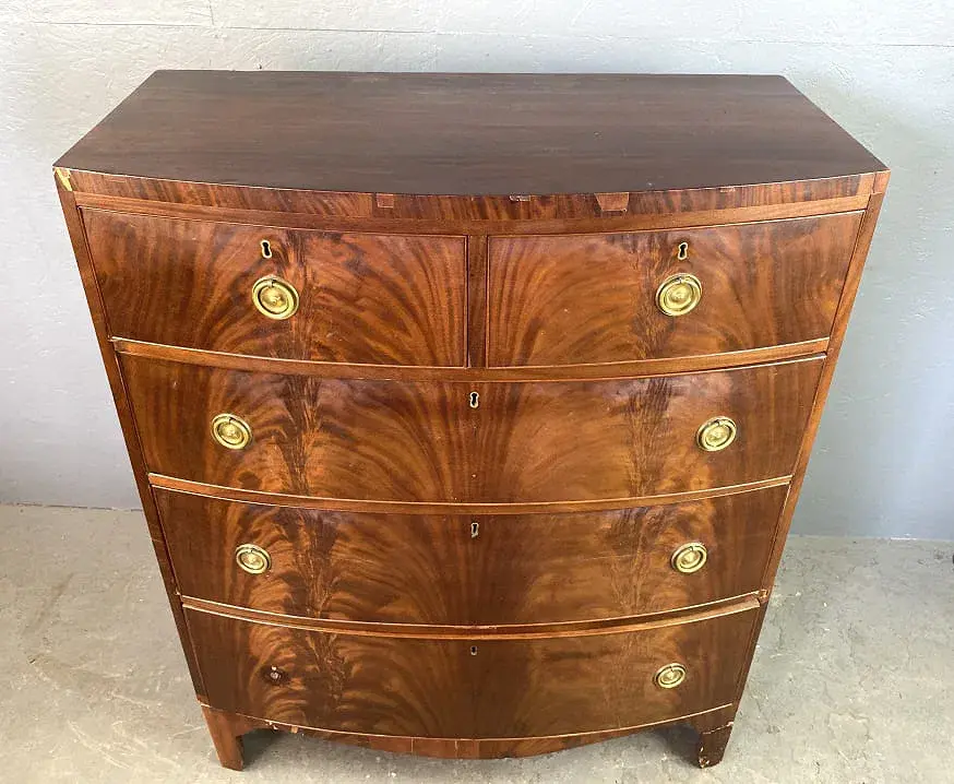 Thumbnail: 19th C. English Mahogany Bow Front Chest