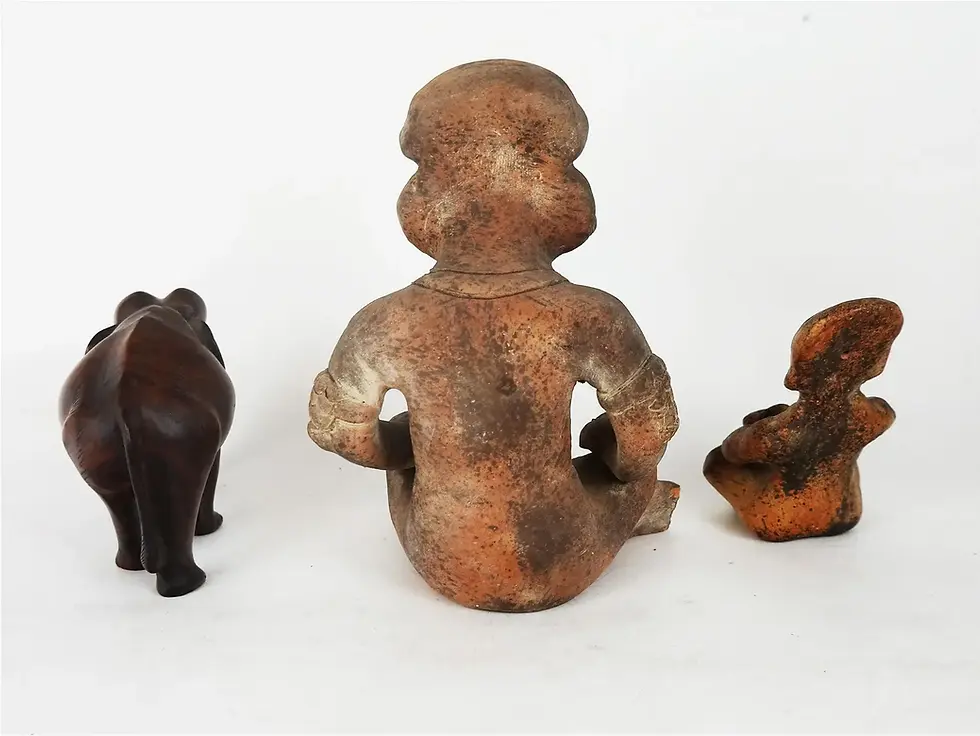 Thumbnail: Group of African & Central American Carved Wood & Stone Items