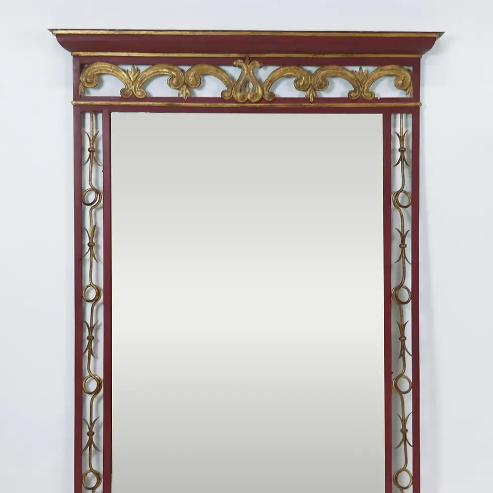Thumbnail: Hollywood Regency Gilt Bronze & Painted Mirror