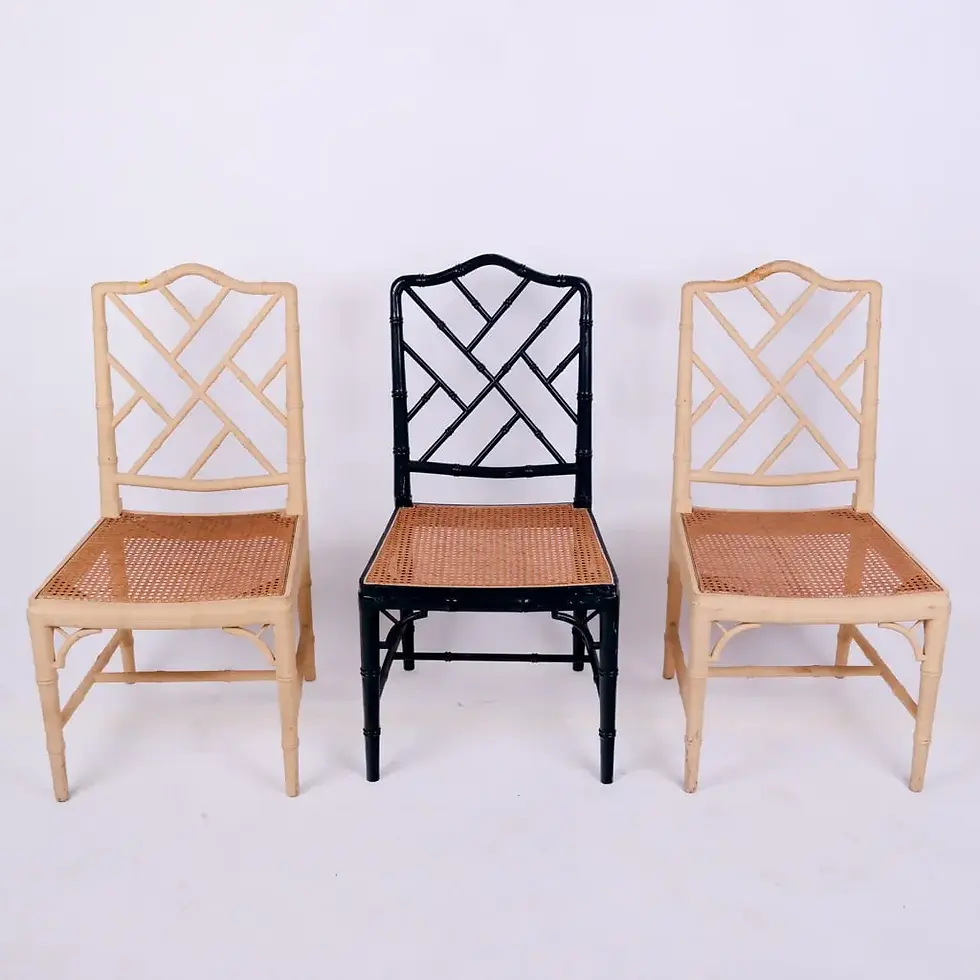 Thumbnail: Three Faux Bamboo Side Chairs