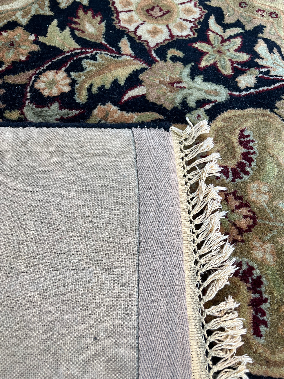 Thumbnail: R030 12' x 8'6 Gold and red on black field carpet