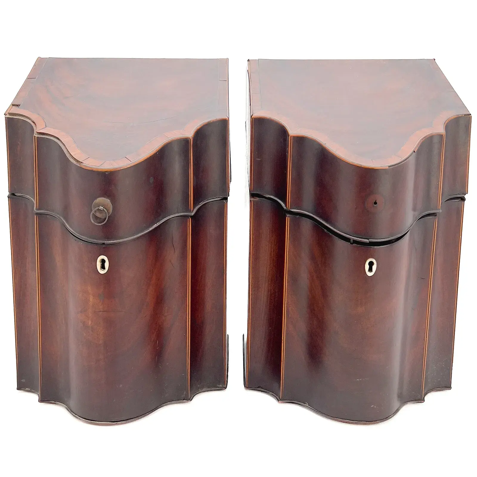 Pair of Georgian Inlaid Mahogany Knife Boxes