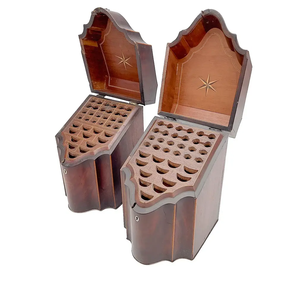 Thumbnail: Pair of Georgian Inlaid Mahogany Knife Boxes