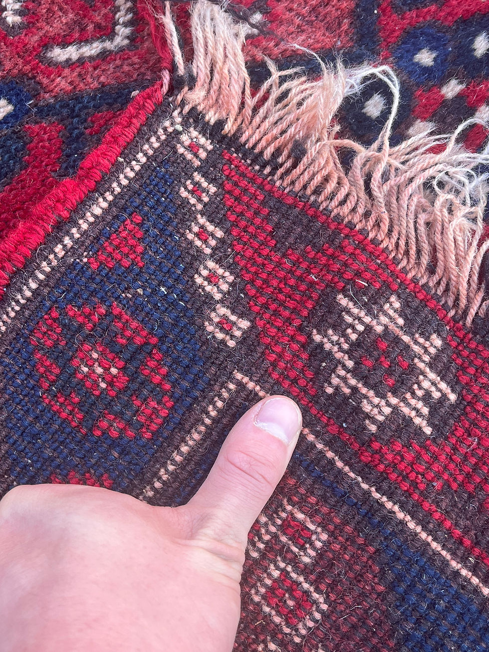 Thumbnail: R149 6'3 x 4' Blue and red area rug
