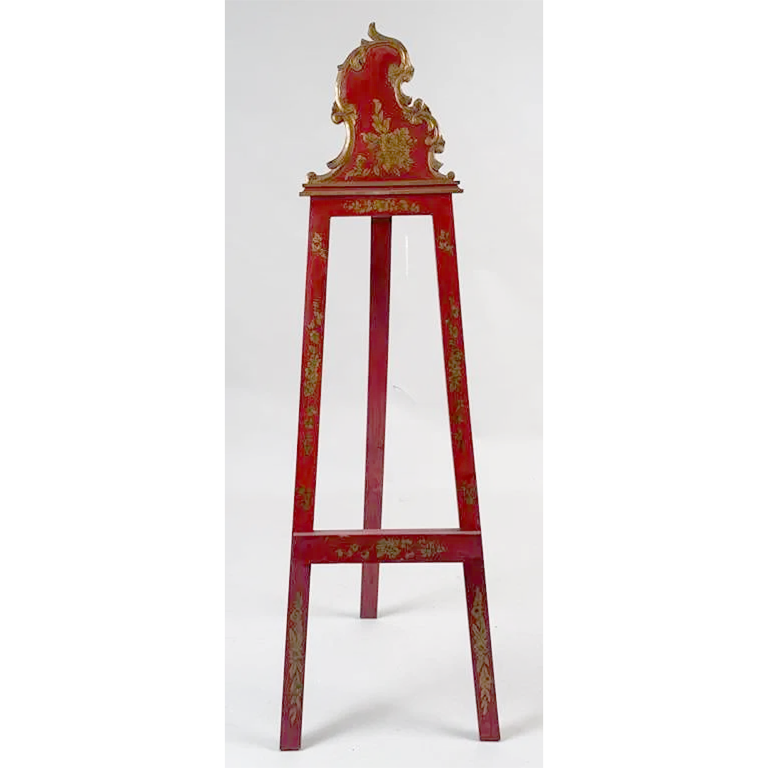 Red & Gilt Wood Chinoiserie Art Easel