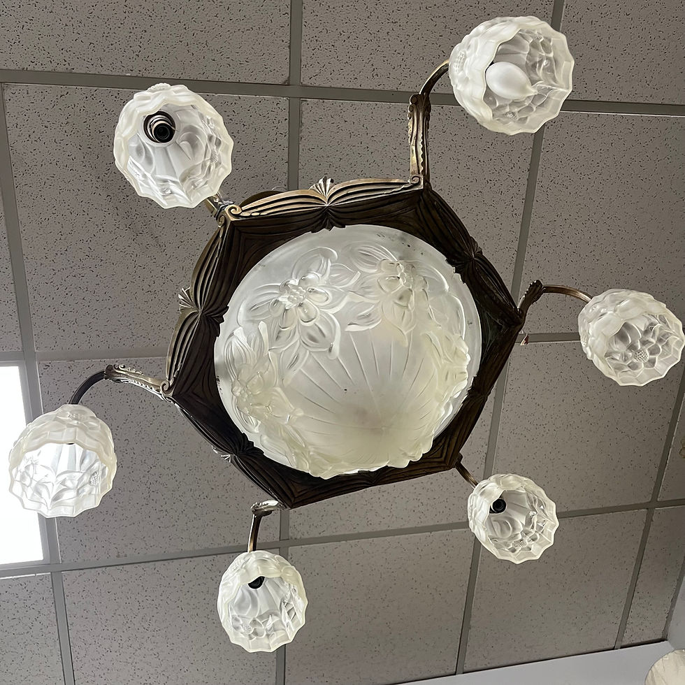Thumbnail: Art deco light fixture w/ frosted glass shades