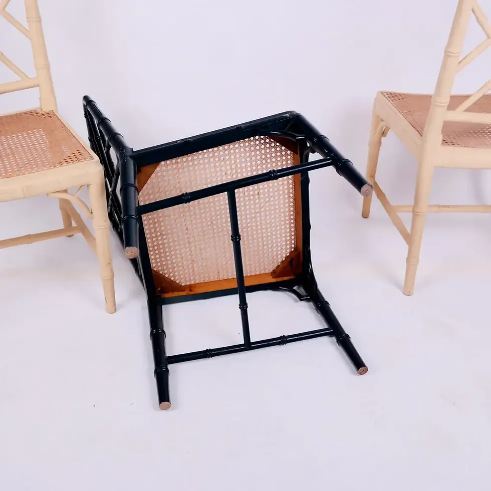 Thumbnail: Three Faux Bamboo Side Chairs
