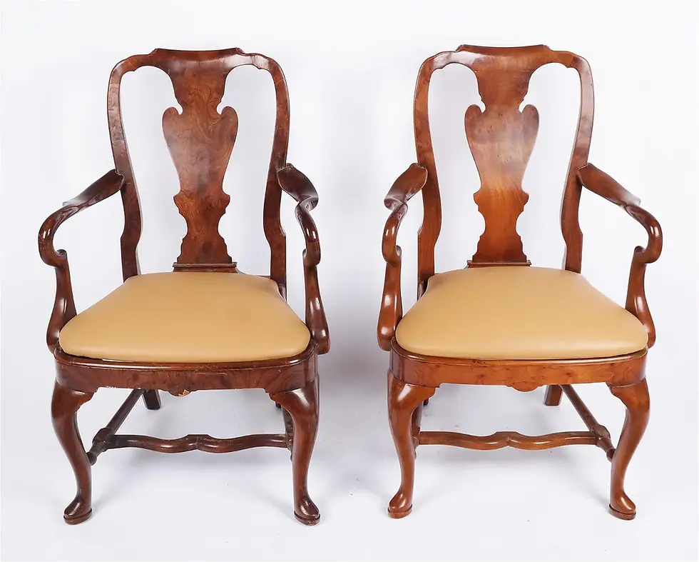 Thumbnail: Pair of Queen Anne-Style Open Armchair $200