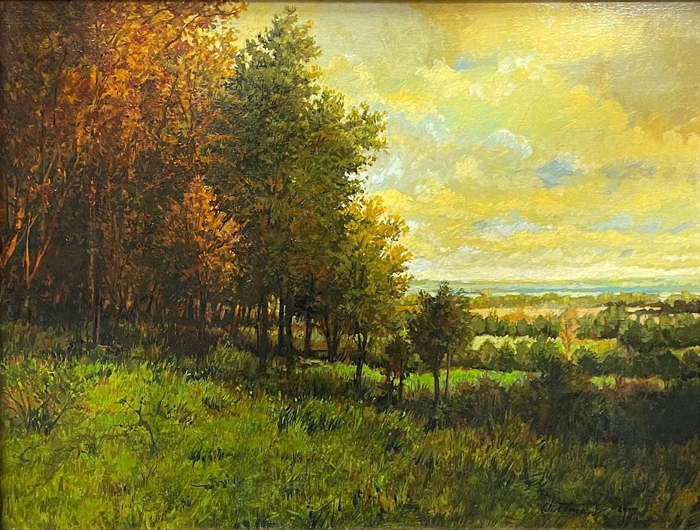 Thumbnail: Framed Landscape Oil Painting- "Autumn Hill"