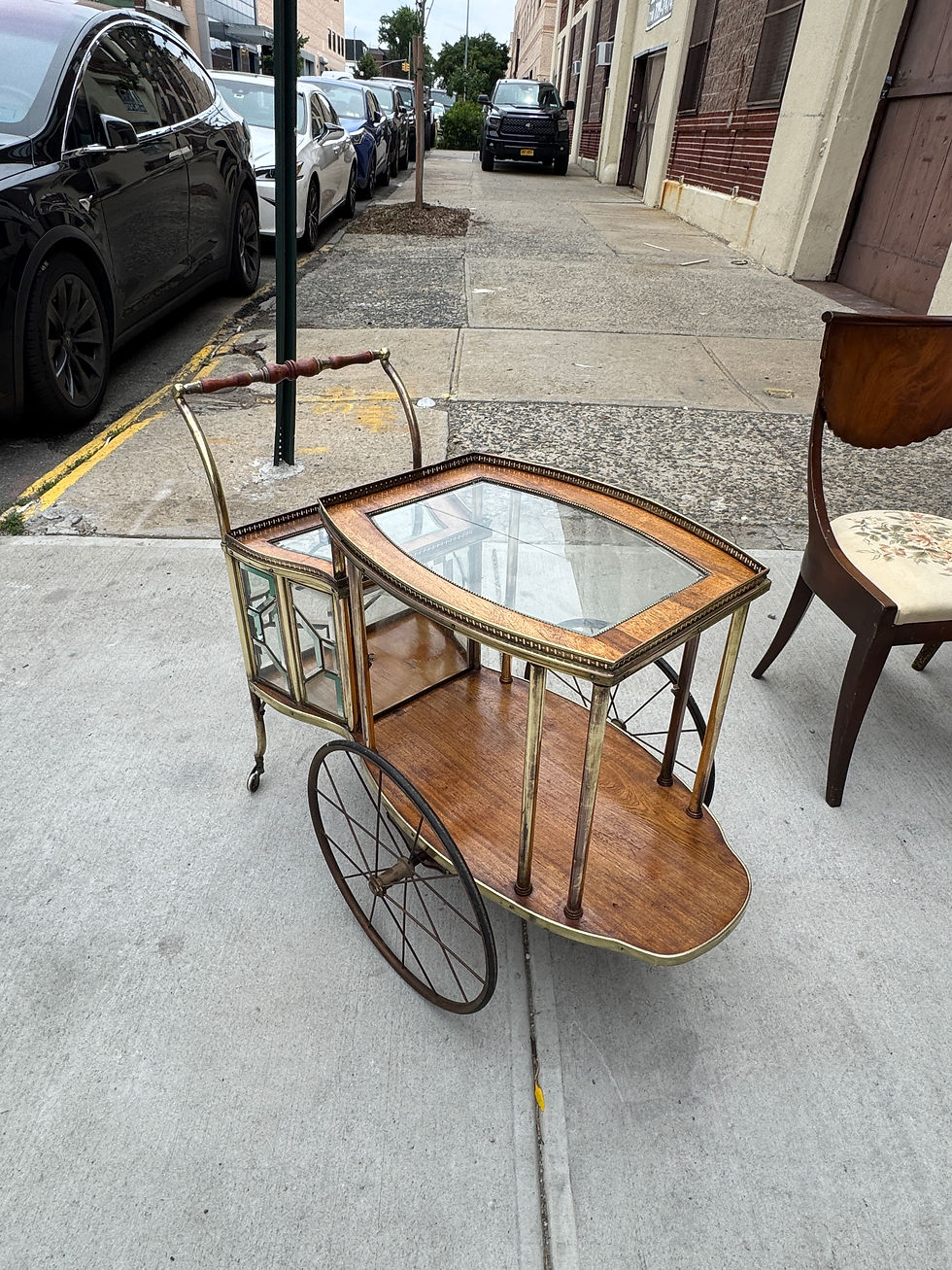 Thumbnail: Antique Mahogany and Brass Serving Cart