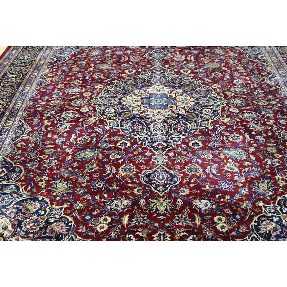 Thumbnail: R148 9'7 x 12'7 Vintage And Finely Hand Knotted Kashan Carpet