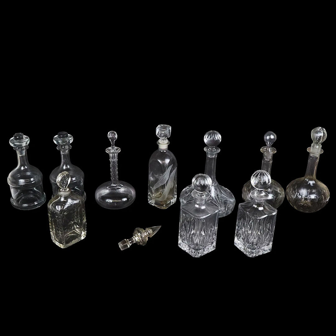 Group of Waterford & Other Crystal & Glass Decanters