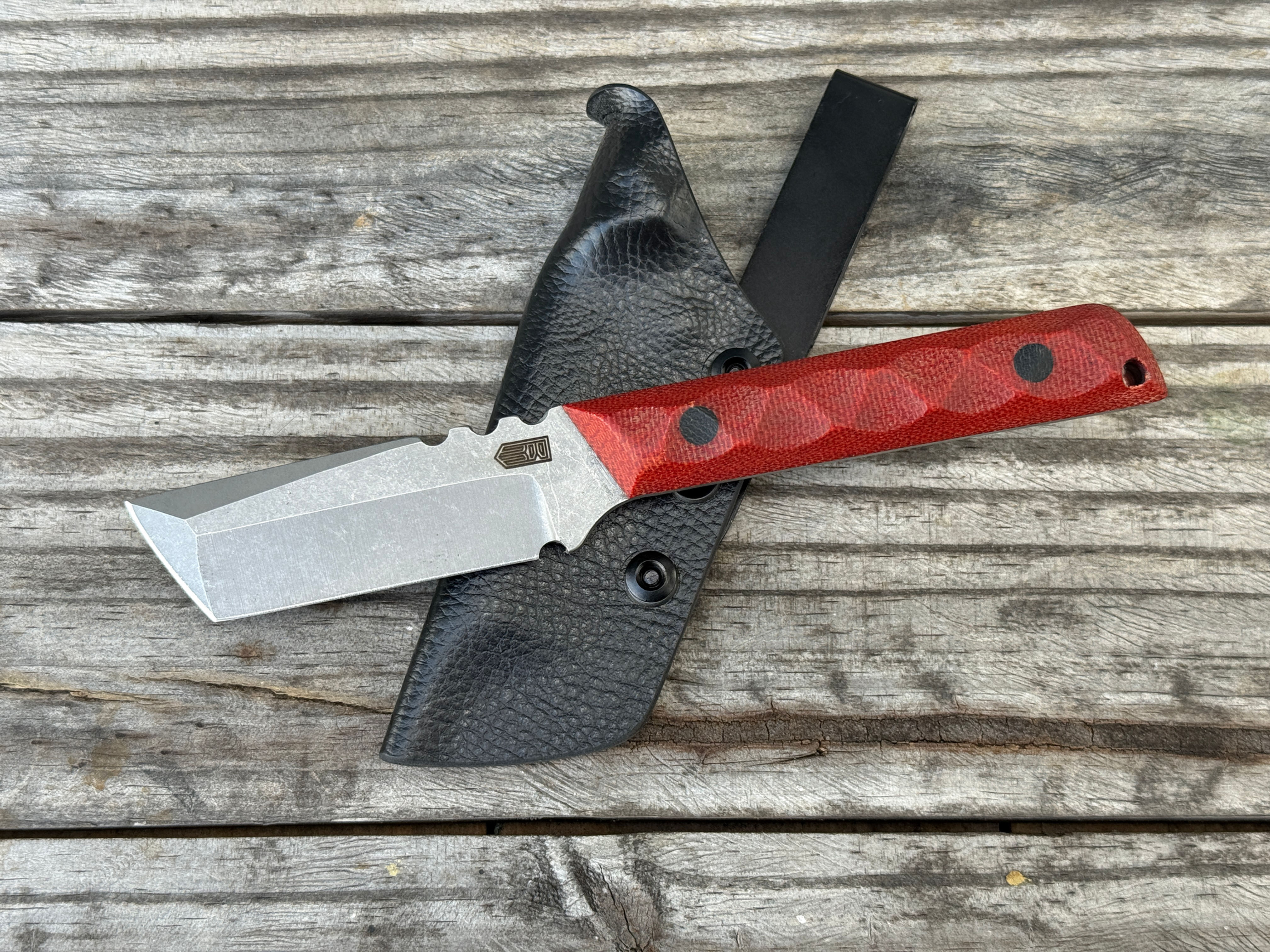 Thicker Clipper Tanto - Fire Canvas Micarta