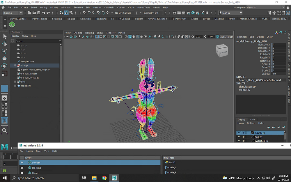 Colorable Rabbit Rig For Maya Bunny Rig Complete!