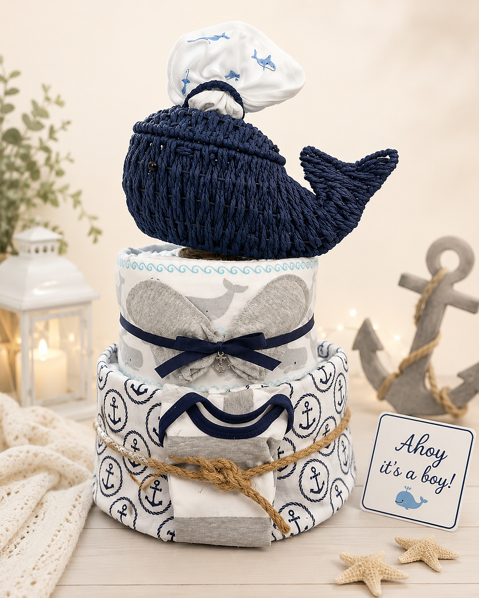 Whale Diaper Cake nautical baby shower gift