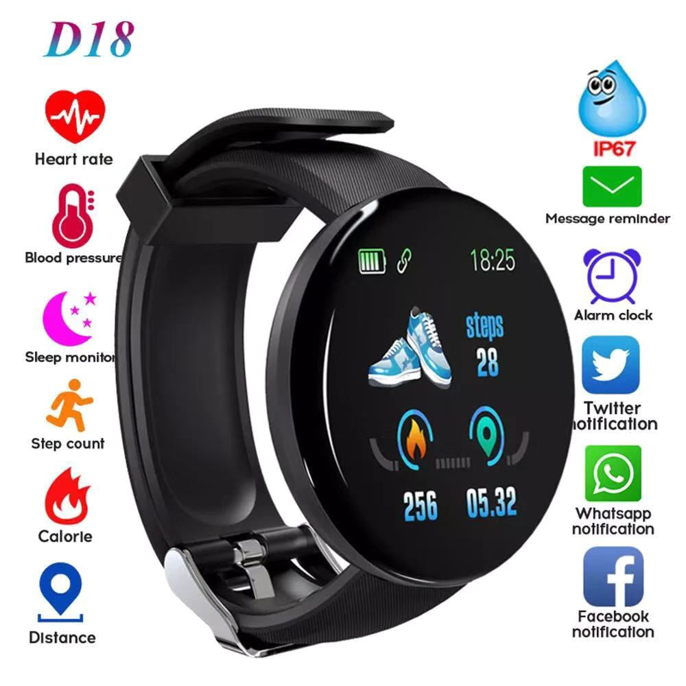 D18 Pro Smart Watch Bluetooth Fitness Tracker Sports Heart Rate Monitor Blood