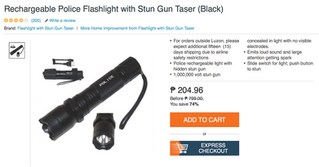Rechargeable Police Flashlight with Stun Gun Taser (Black)