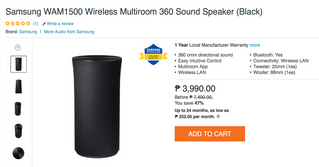Samsung WAM1500 Wireless Multiroom 360 Sound Speaker (Black)