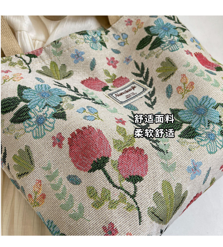 Thumbnail: Large Capacity Floral Canvas Bag