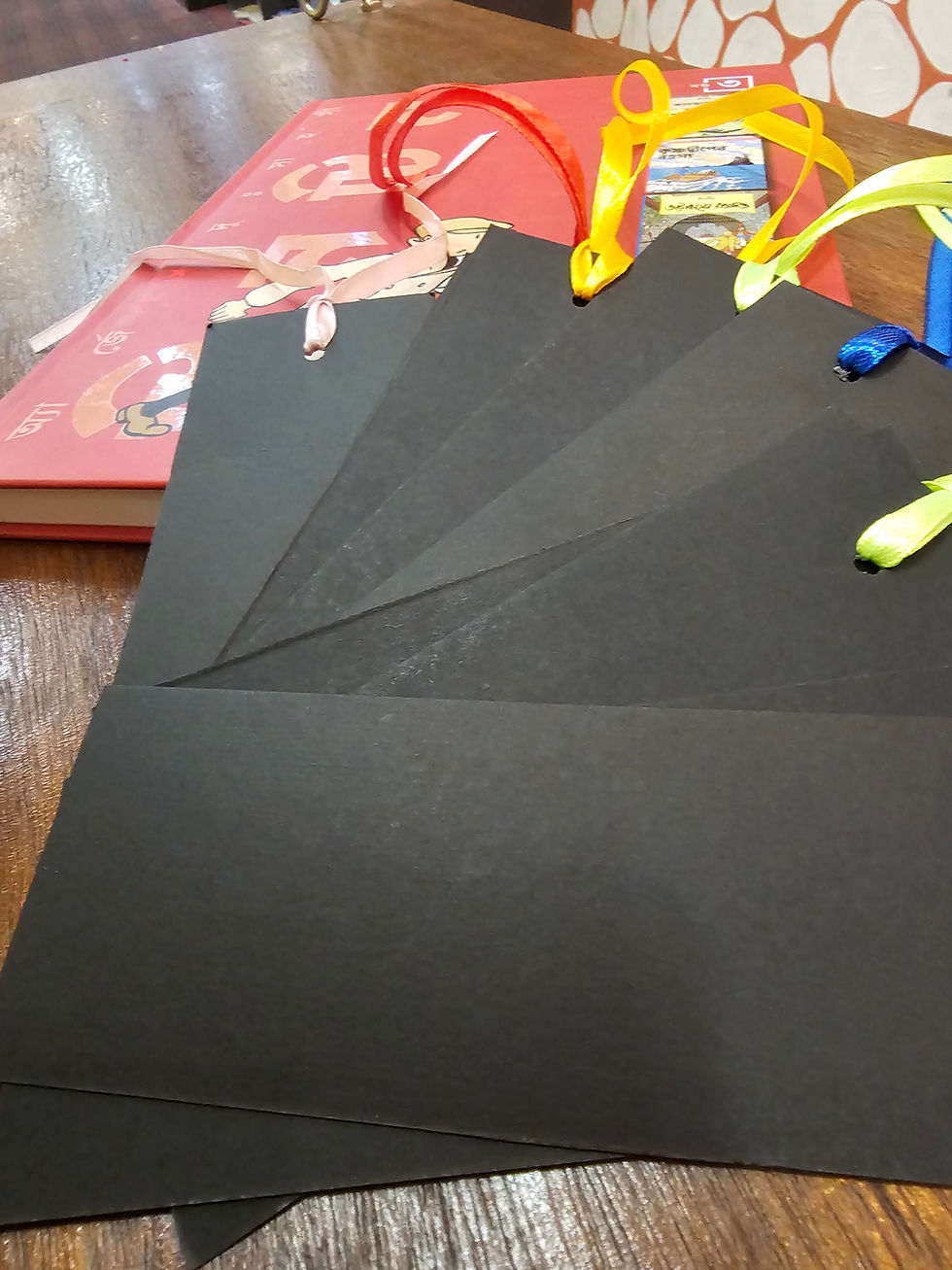 Thumbnail: DIY Black Paper Blank Bookmark with Ribbon