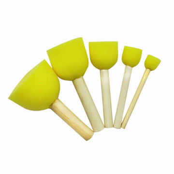 Thumbnail: Wooden Handle Round Mushroom Sponge Painting Brush