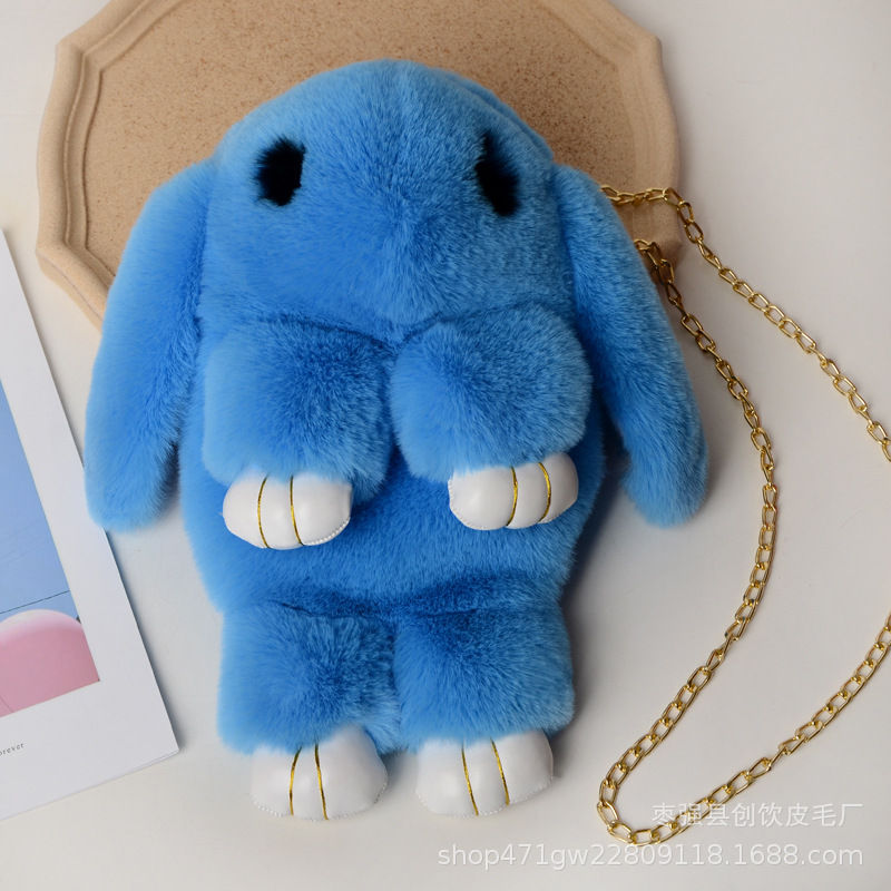 Thumbnail: Cute Rabbit Shape Plush Soft Toy Rainbow Color Bag