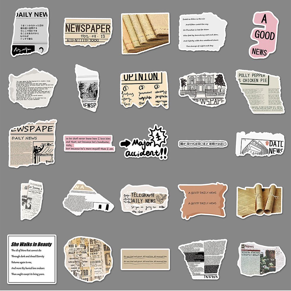 Thumbnail: 50 Pcs Of Retro Newspaper Decorative Stickers