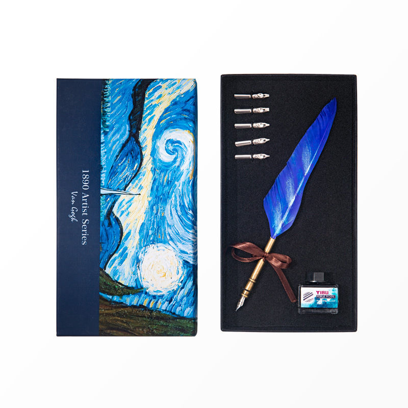 Thumbnail: Retro Van Gogh Style Quill Dip Pen Set Box
