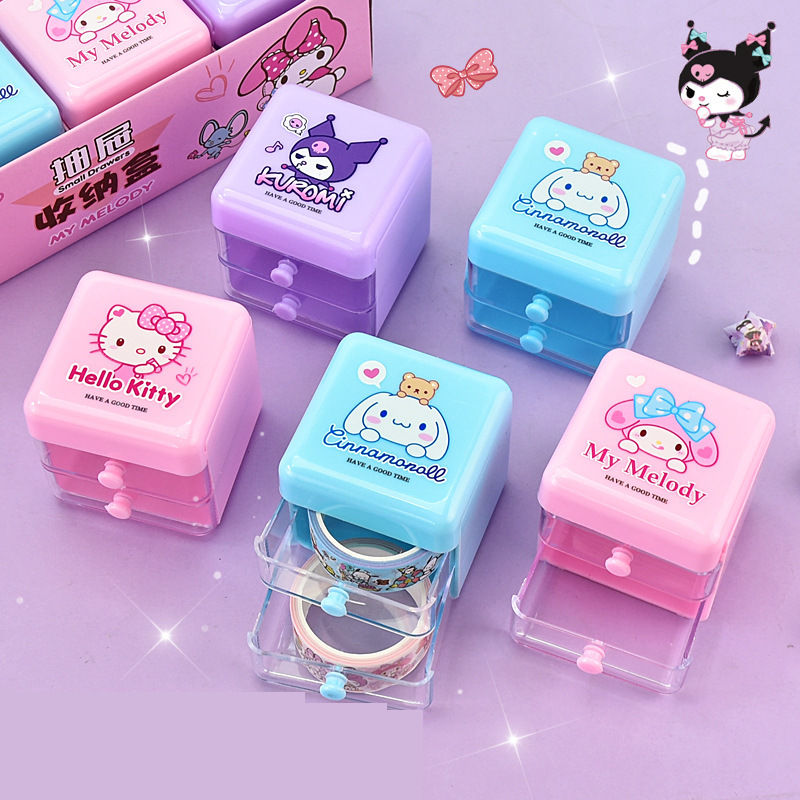 Thumbnail: Cute Cartoon Sanrio Series Double Layer Drawer Storage Box 