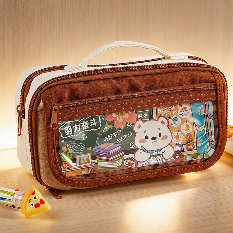 Thumbnail: New Retro Bear-themed Large Capacity Pencil Case