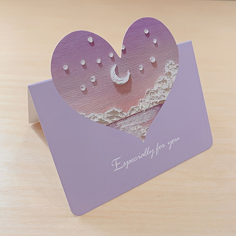 Thumbnail: Oil Painting Style Heart Shape Greetings Card With Envelop