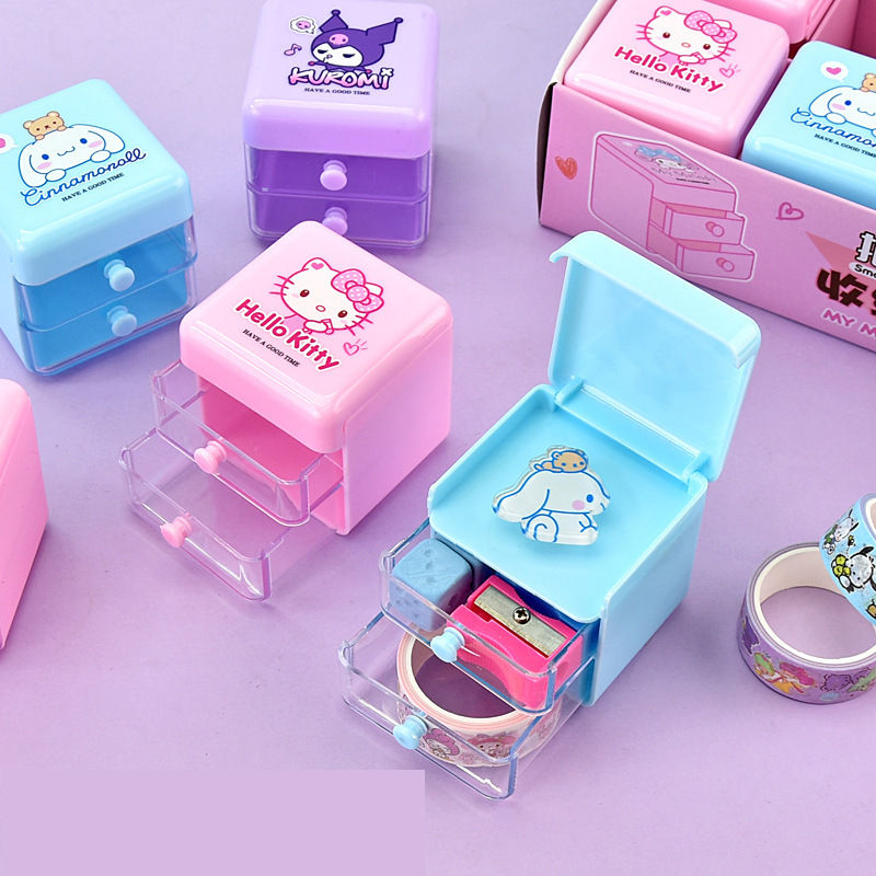 Thumbnail: Cute Cartoon Sanrio Series Double Layer Drawer Storage Box 