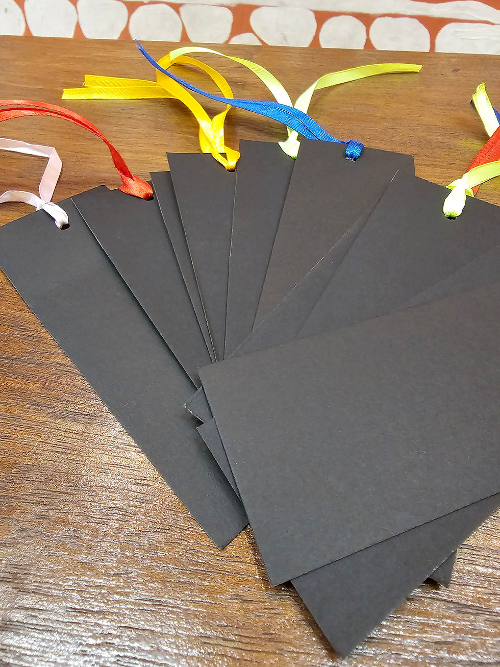 Thumbnail: DIY Black Paper Blank Bookmark with Ribbon