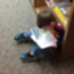 Young boy reading a book