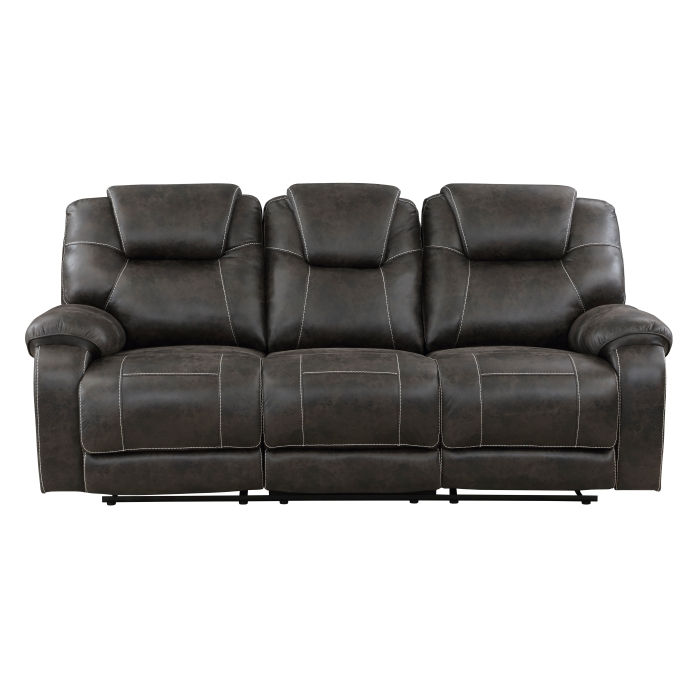 Thumbnail: 2-Piece Chocolate Reclining Sofa & Loveseat Set with Center Console