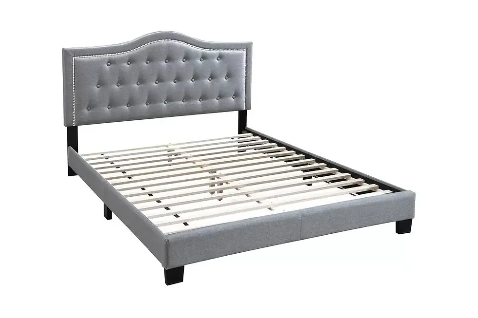 Thumbnail: Upholstered Platform Bed | Modern Velvet Bed Frame for Bedroom