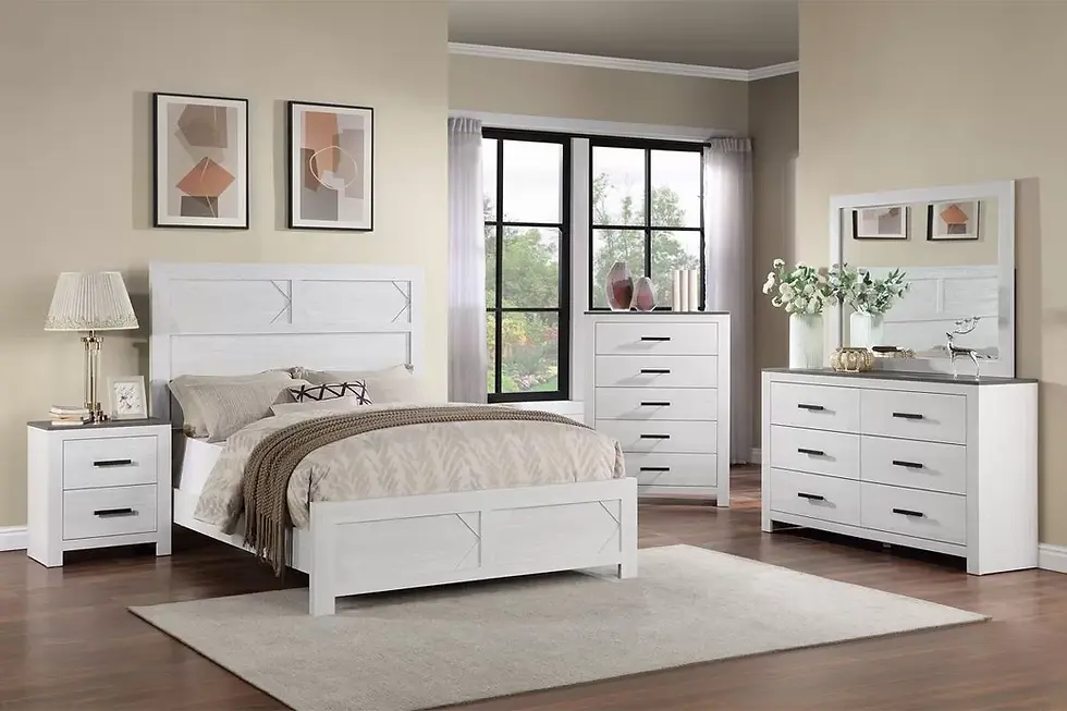 Thumbnail: 4-Piece Bedroom Set | Modern Farmhouse Bed with Dresser, Mirror & Nightstand