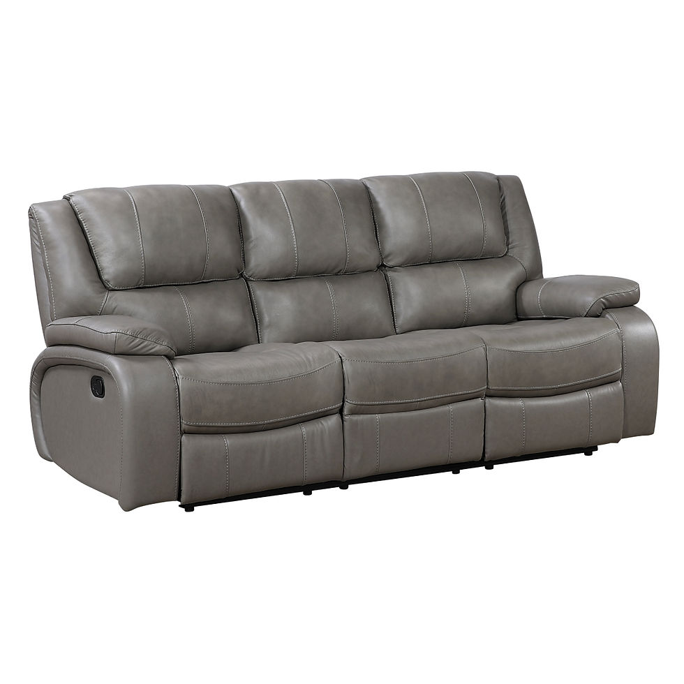 Thumbnail: 2-Piece Gray Leather Reclining Sofa & Loveseat Set with Wall-Hugger Design