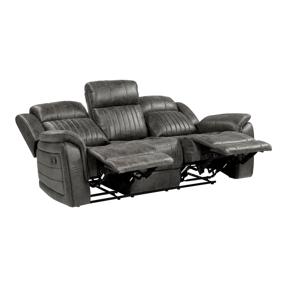 Thumbnail: 2-Piece Brown Gray Reclining Sofa & Loveseat Set with Center Console