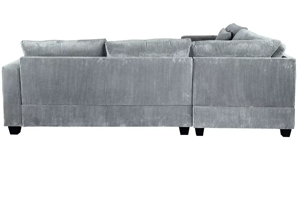 Thumbnail: 4-Piece Corduroy Sectional Set with Ottoman | Modern L-Shaped Living Room Sofa