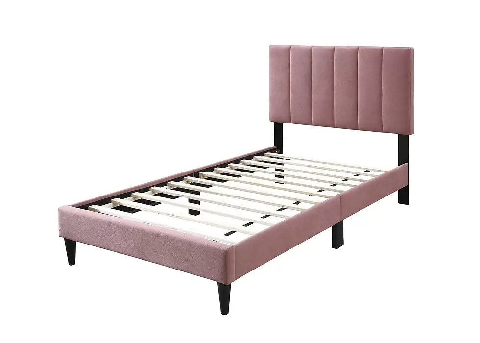 Thumbnail: Platform Bed | Brushed Linen Fabric Bed Frame with Adjustable Headboard