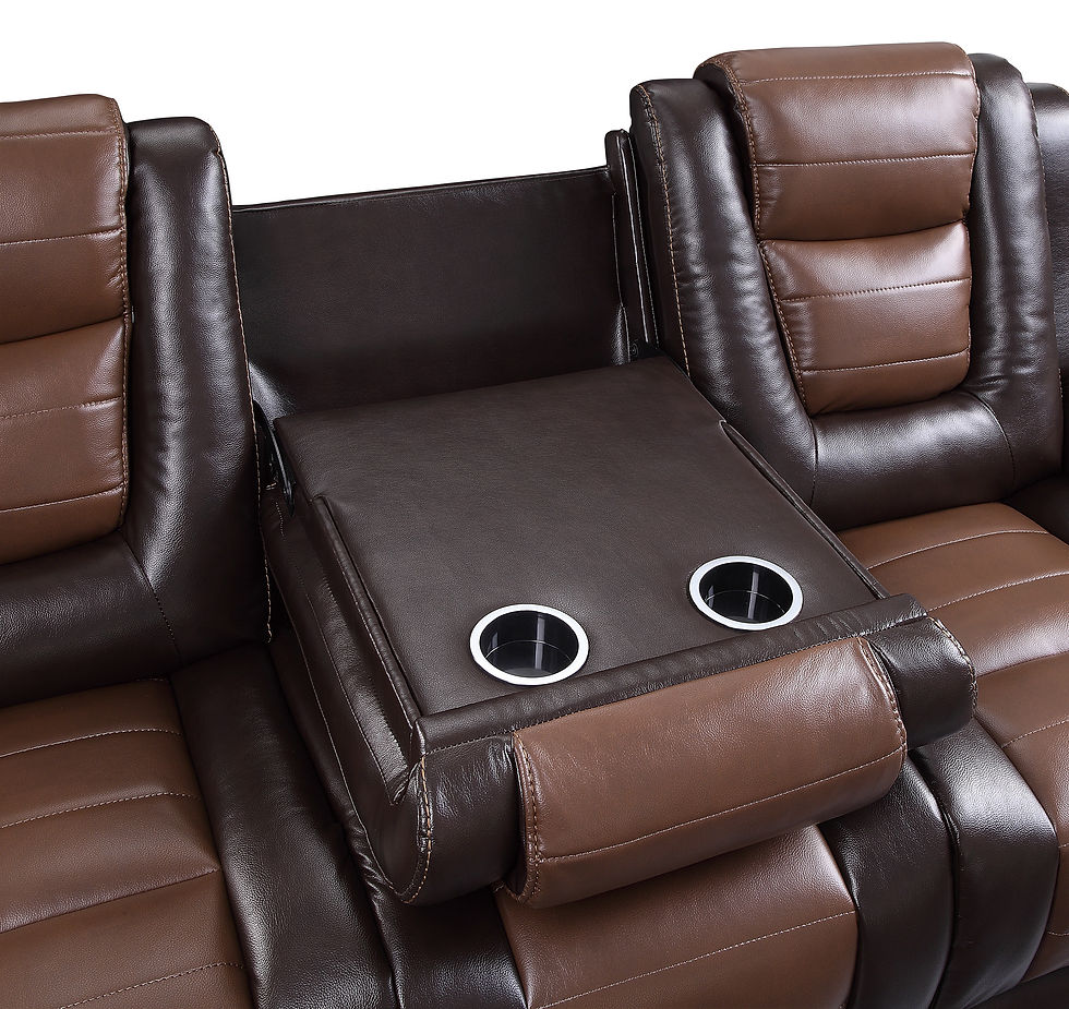 Thumbnail: 2-Piece Brown Faux Leather Reclining Set – Sofa & Glider Reclining Loveseat with