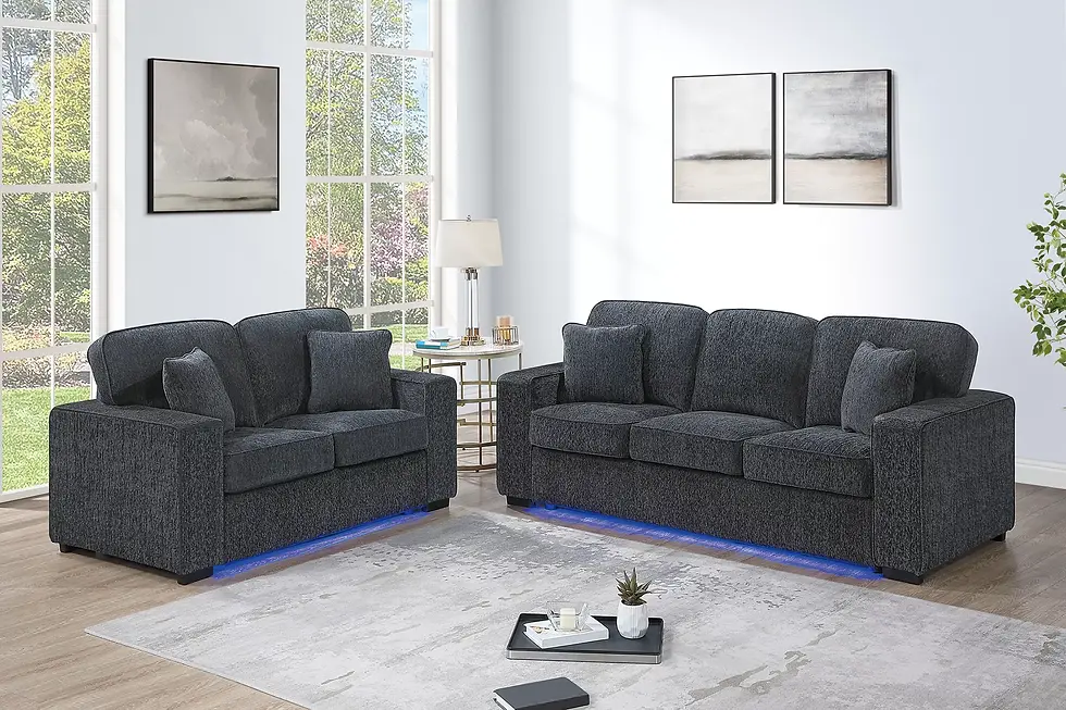 Thumbnail: 2-Piece Chenille Sofa Set with LED Lighting | Modern Sofa & Loveseat Set