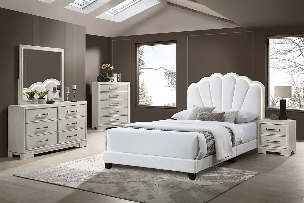 Thumbnail: Platform Bed | Upholstered Wool Fabric Bed with LED Headboard