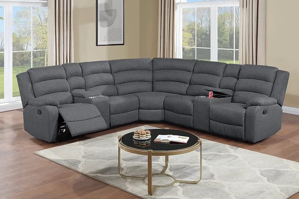 Thumbnail: Manual Reclining Sectional | 3-Piece Burlap Fabric Reclining Sofa Set for Living