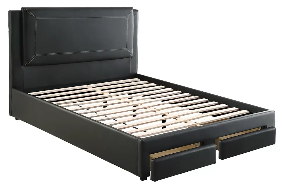 Thumbnail: 4-Piece Bedroom Set | Faux Leather Bed with Dresser, Mirror & Nightstand