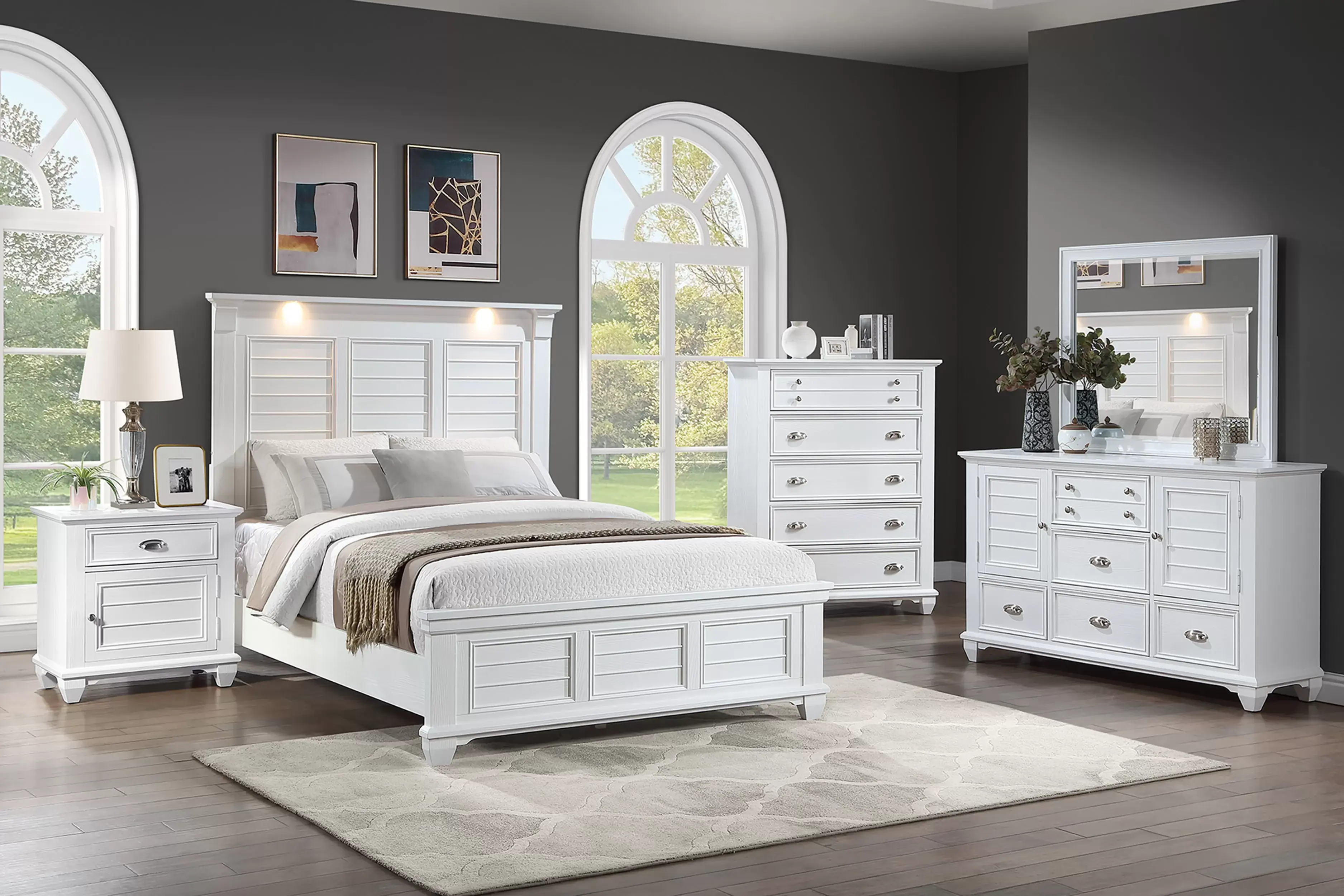 Platform Bed | LED Reading Lights with Transitional Design for Bedroom